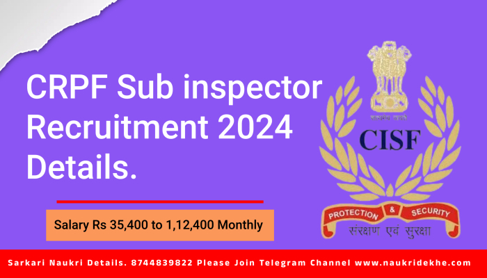 CRPF Sub Inspector Recruitment 2024
