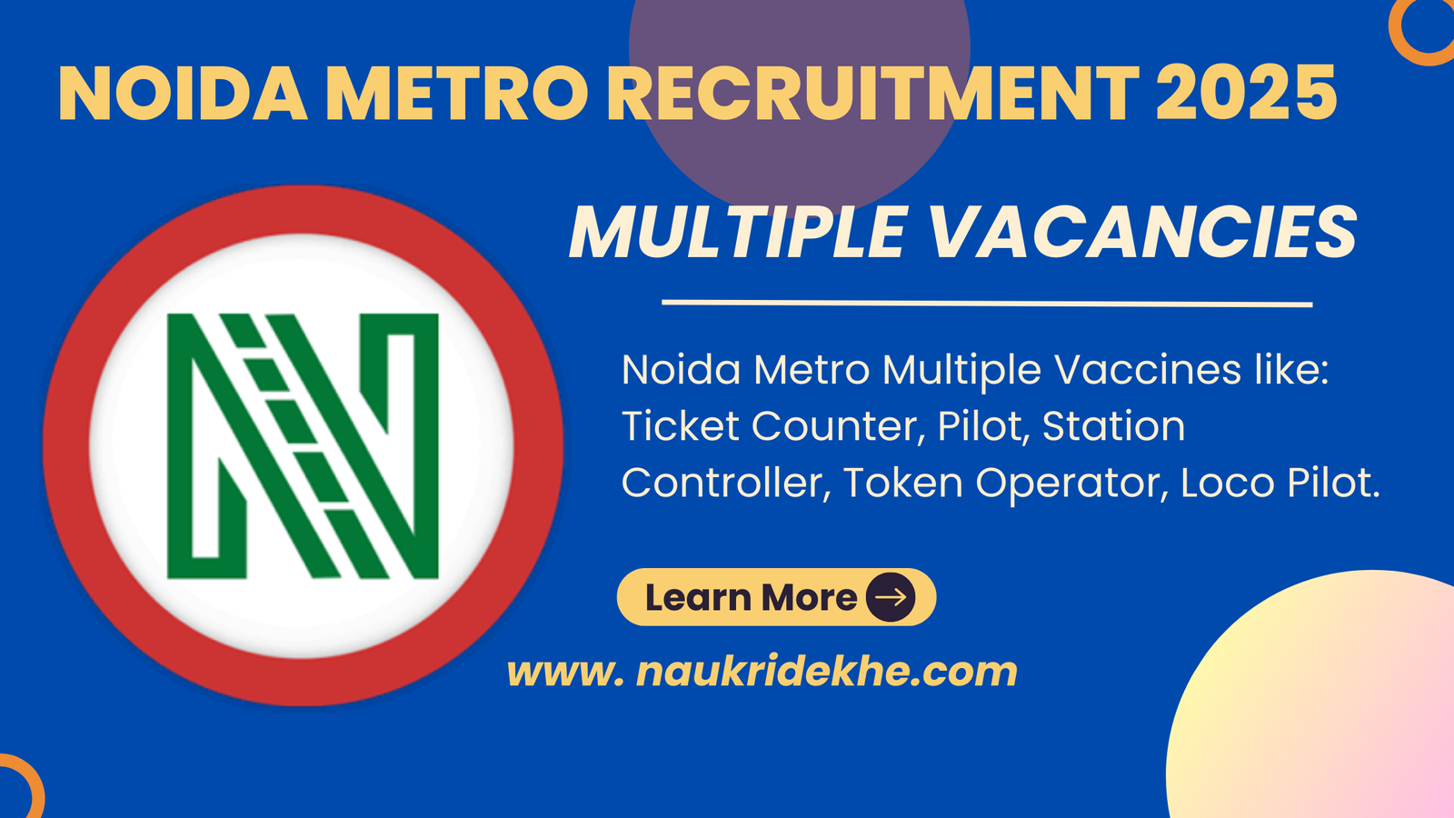 Noida Metro Recruitment 2025